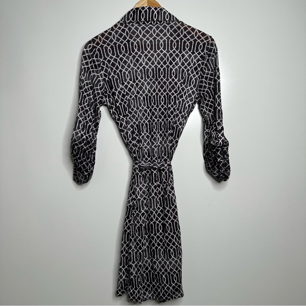 David Cline Geo Print Button Front Tie Belt Dress… - image 5